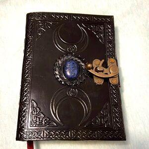 Lapis genuine leather hand crafted journal with genuine lapis stone